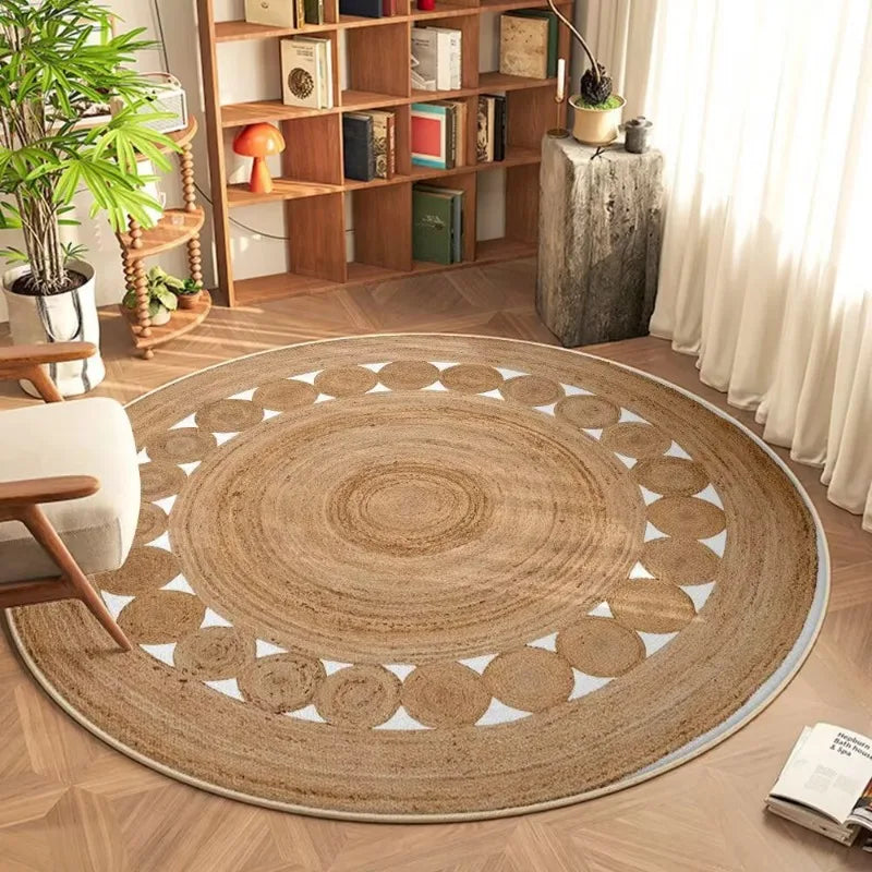 Mira Mandala Round Rug – Soft Bohemian Area Carpet for Living Room