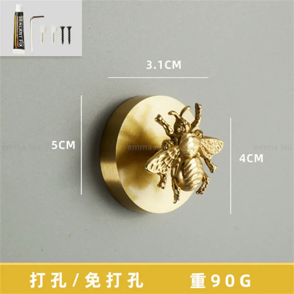Eden Brass Animal Wall Hook – Sculpted Decorative Hook for Entryway or Bathroom
