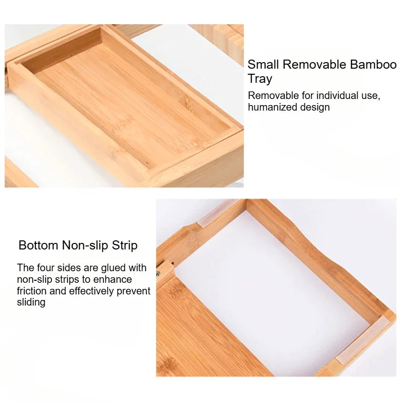 Expandable Wooden Bathtub Tray with Adjustable Tablet Stand
