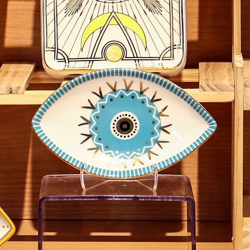 Savannah Eye Ceramic Jewelry Tray – Decorative Trinket Dish for Rings, Earrings & Vanity Organization