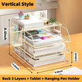 Mesh Metal Desk Organizer with Multi-Tier Paper Trays and Pen Holder