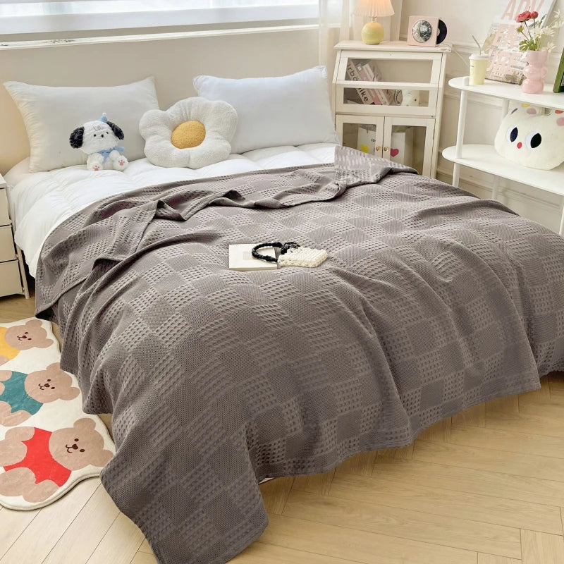 Wren 100% Cotton Waffle Throw Blanket