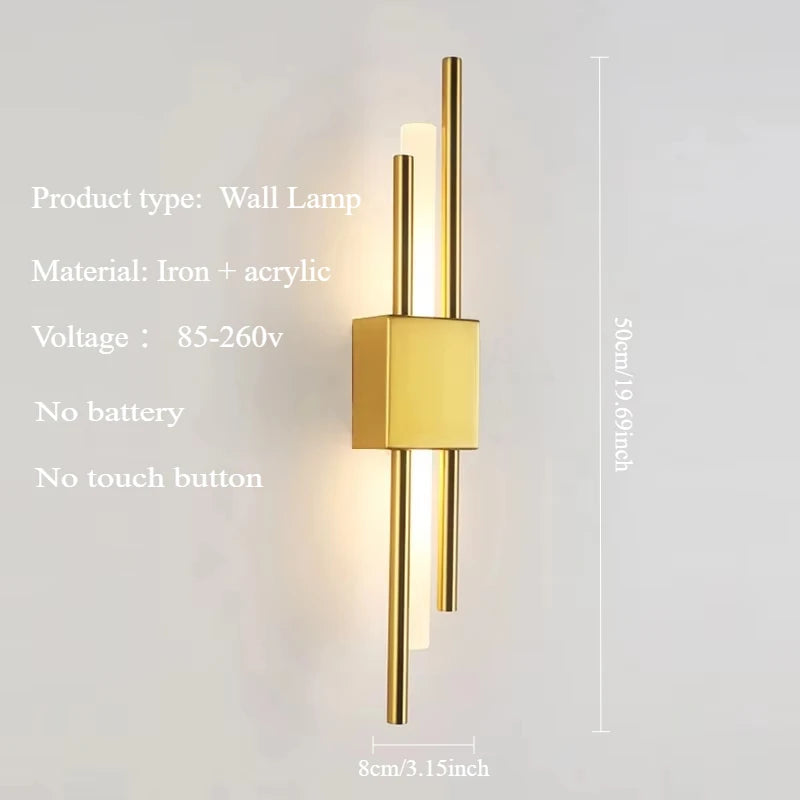 Asta Gold LED Wall Sconce Lamp for Bedroom or Living Room