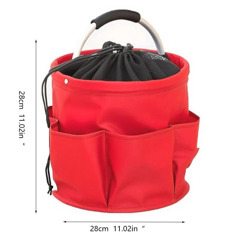 17L Foldable Cleaning Caddy with Handle & Exterior Pockets for Home, Laundry, Car, or Tools