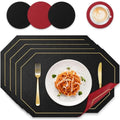 Dual-Sided Octagonal Placemats & Coaster Set – Wipeable PU Leather