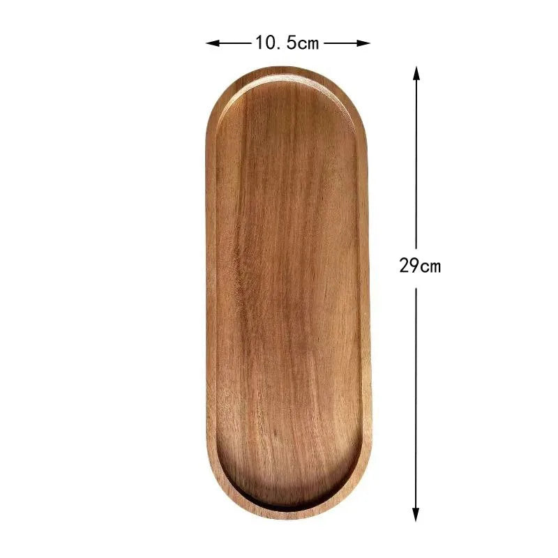 Mori Acacia Wood Decorative Tray – Oval & Rectangular Tabletop Organizer