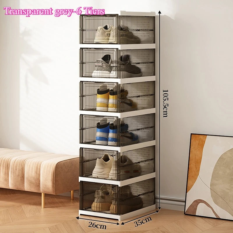 Stackable Shoe Organizer with Front-Opening Doors for Closet or Entryway
