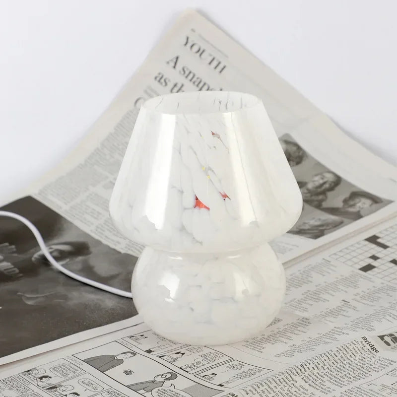 Rowan Glass Mushroom Table Lamp for Bedroom or Bedside