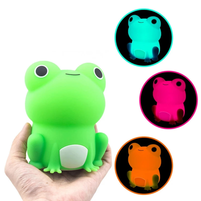 Willow Frog Silicone Night Light with Timer – Rechargeable Kids Room Lamp