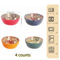 Arden Bohemian Porcelain Cereal and Soup Bowl Set – Floral Patterned Ceramic Bowls for Kitchen & Everyday Tabletop