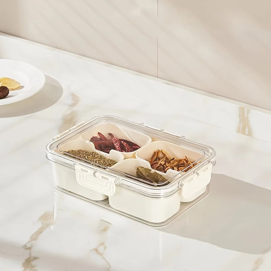 Divided Rotating Snack Tray with Lid for Fruit, Veggies, or Charcuterie