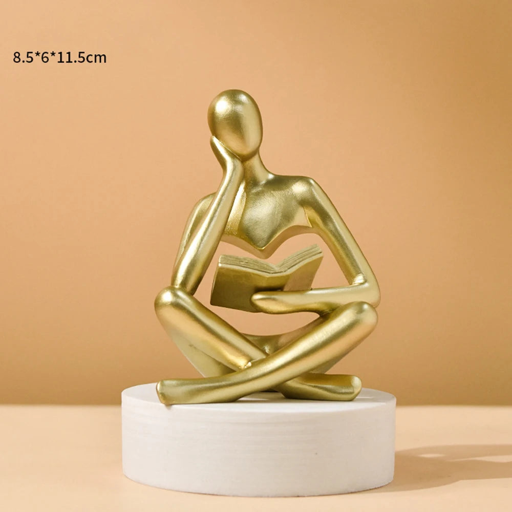 Abstract Reader Resin Sculpture for Bookshelf or Coffee Table