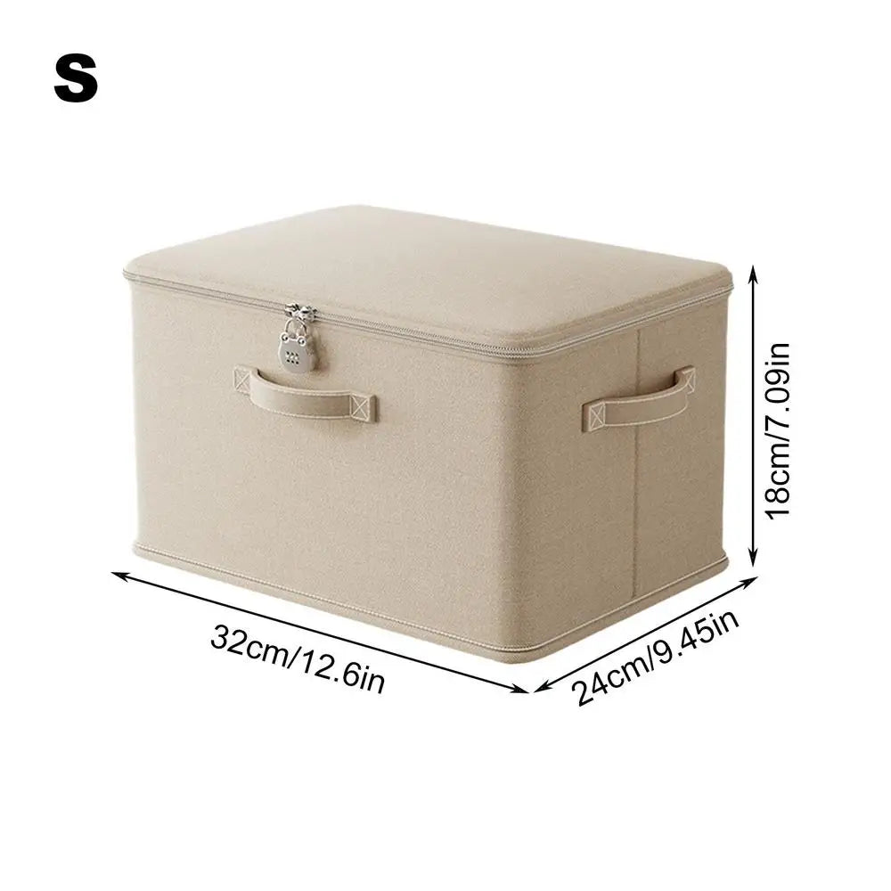 Stackable Lockable Fabric Storage Box with Handles – White