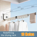 White Folding Suction Cup Drying Rack, Aluminum Wall-Mounted Telescopic Clothes Hanger for Laundry & Balcony