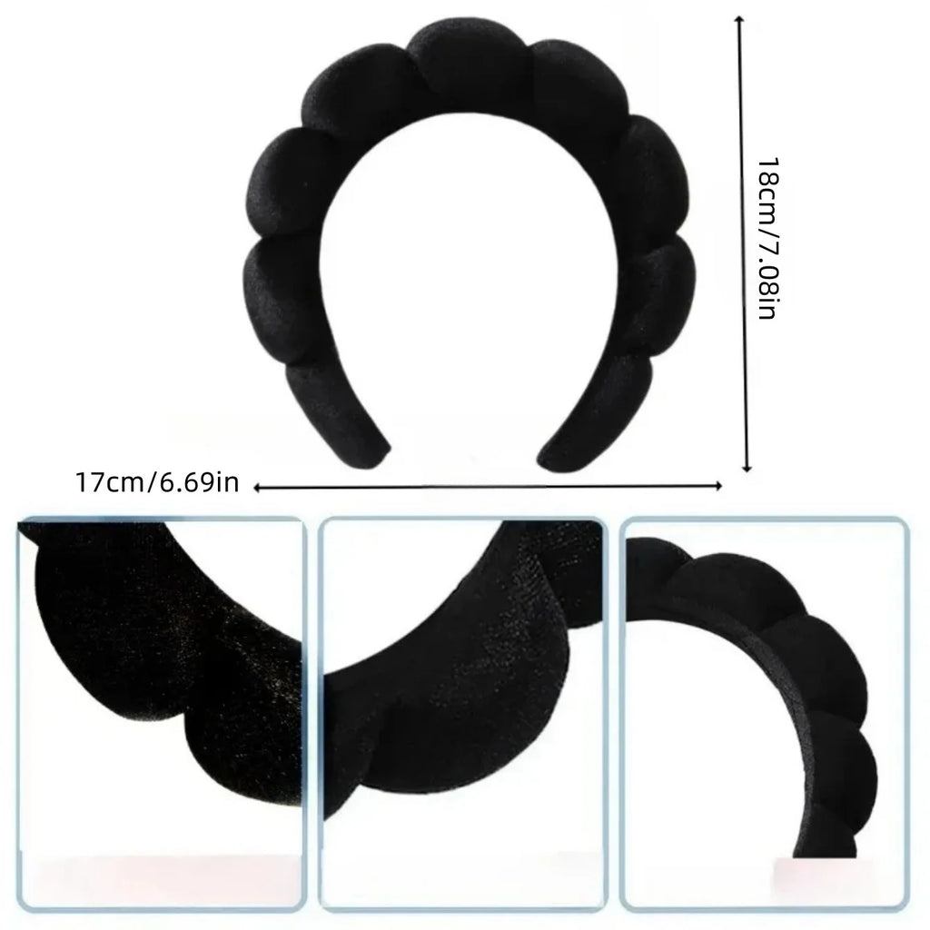 3-Piece Cloud Padded Spa Headband & Wristband Set for Face Washing and Skincare