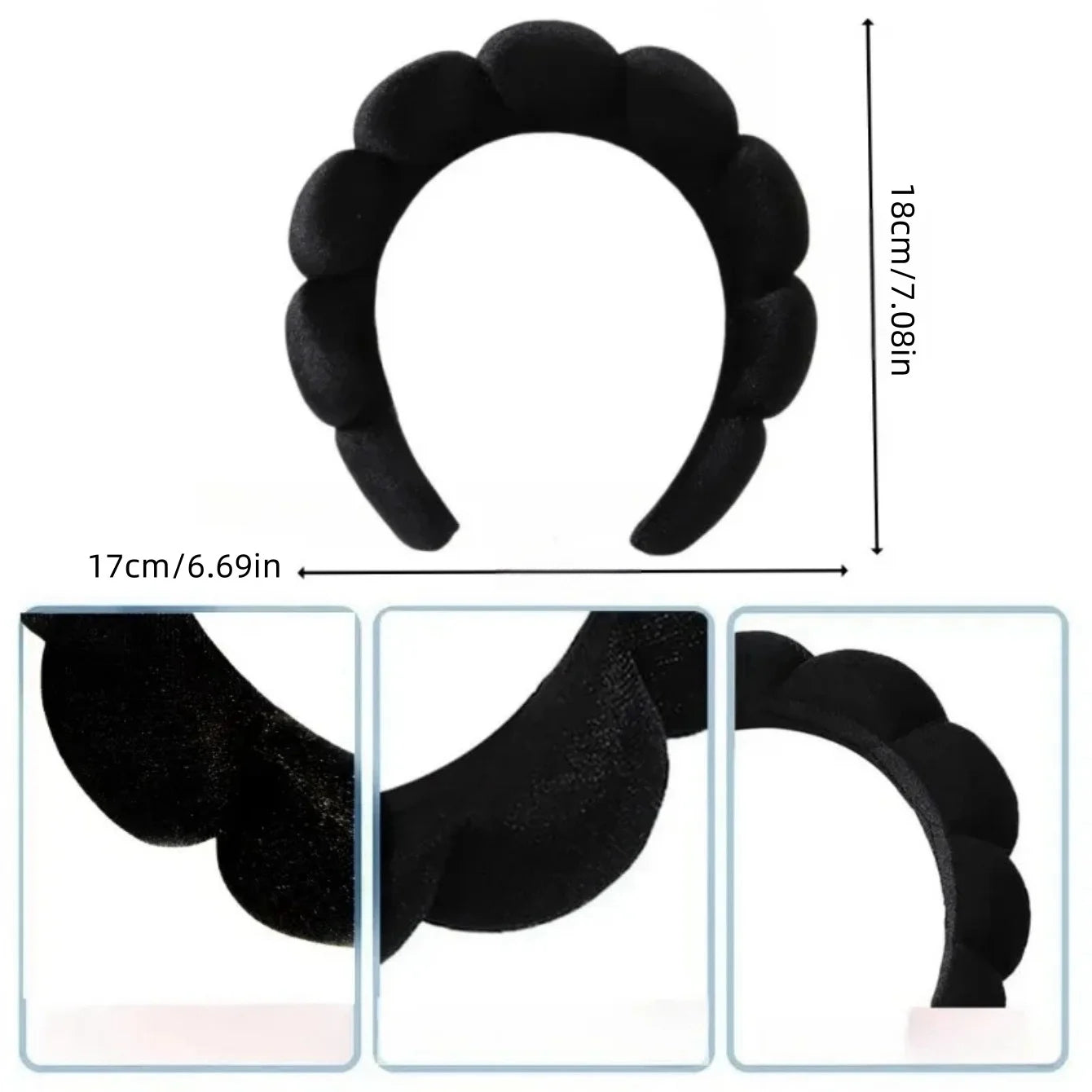 3-Piece Cloud Padded Spa Headband & Wristband Set for Face Washing and Skincare