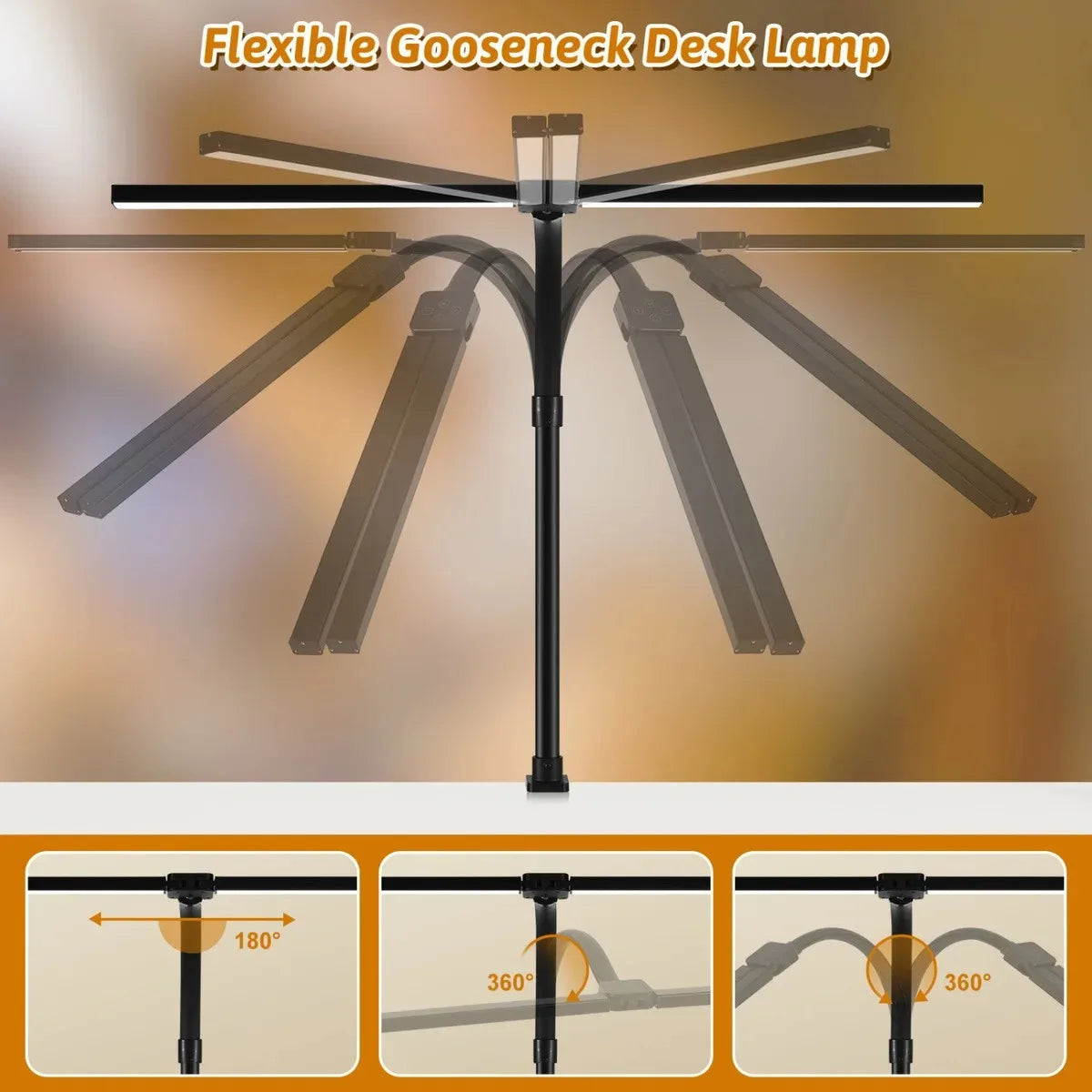 Adjustable LED Desk Lamp with Gooseneck for Home Office or Study
