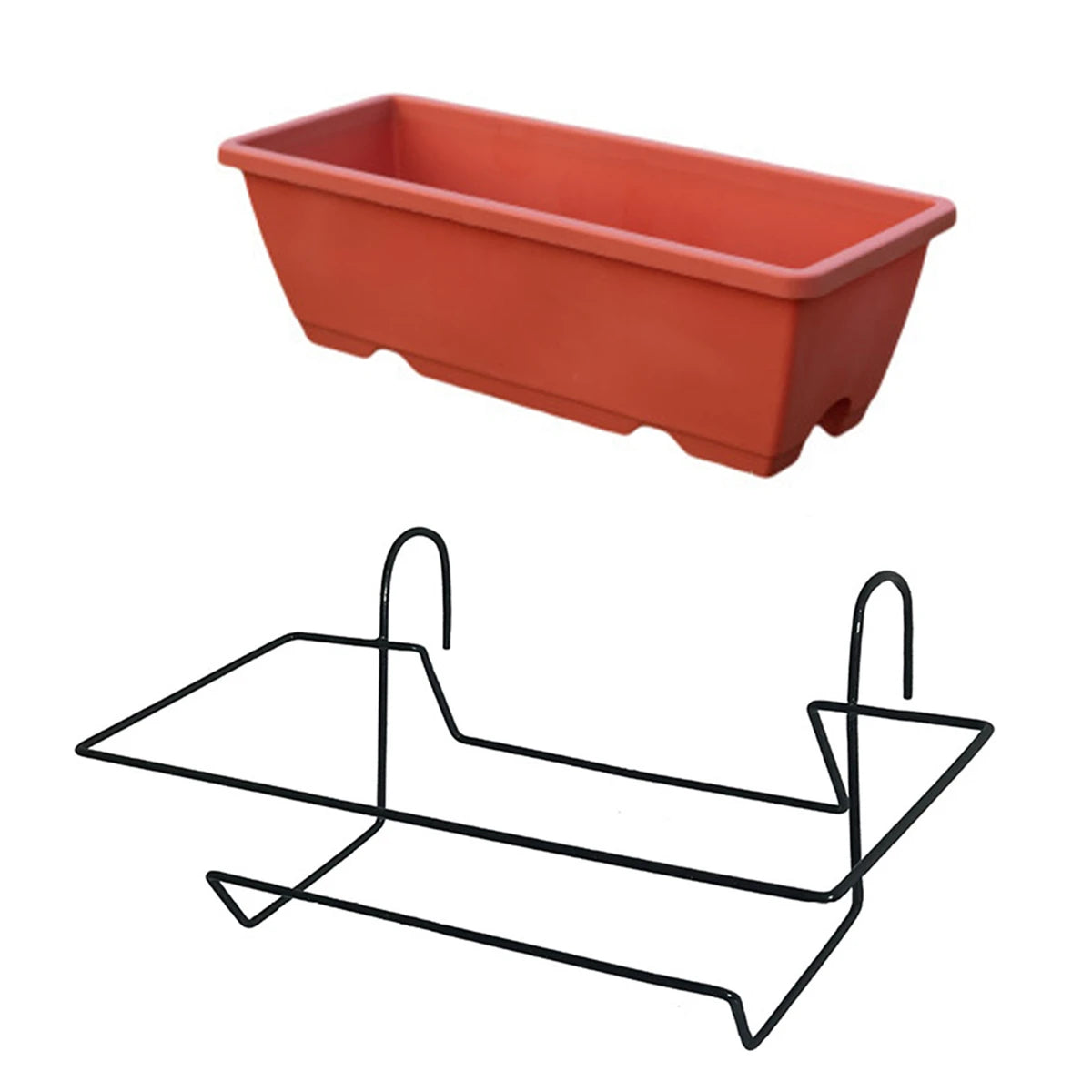 Rectangular Railing Planter with Drainage Tray for Balconies & Patios