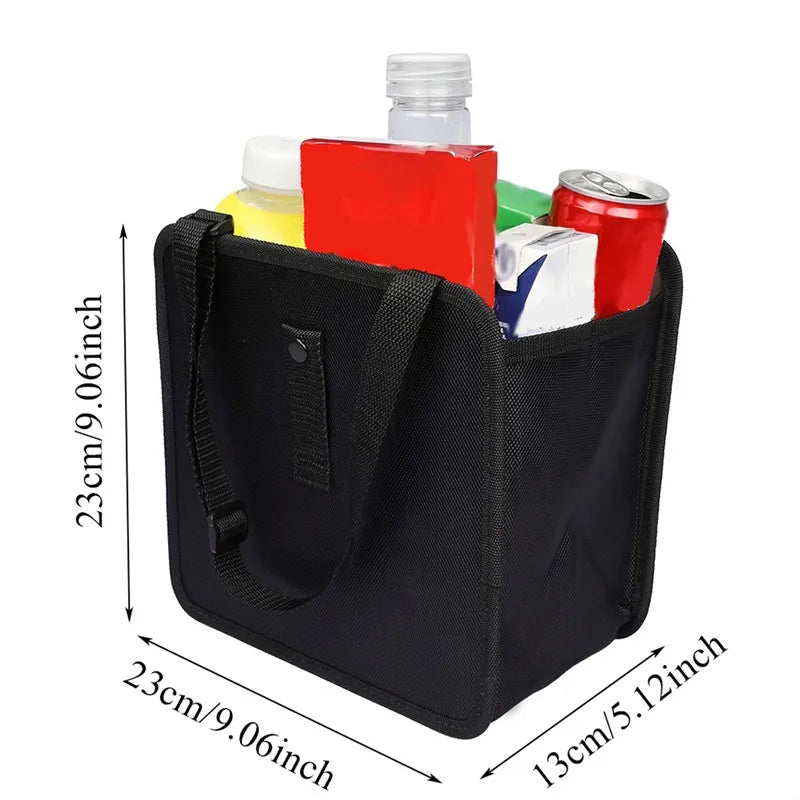Portable Hanging Car Trash Can with Mesh Pocket – Black