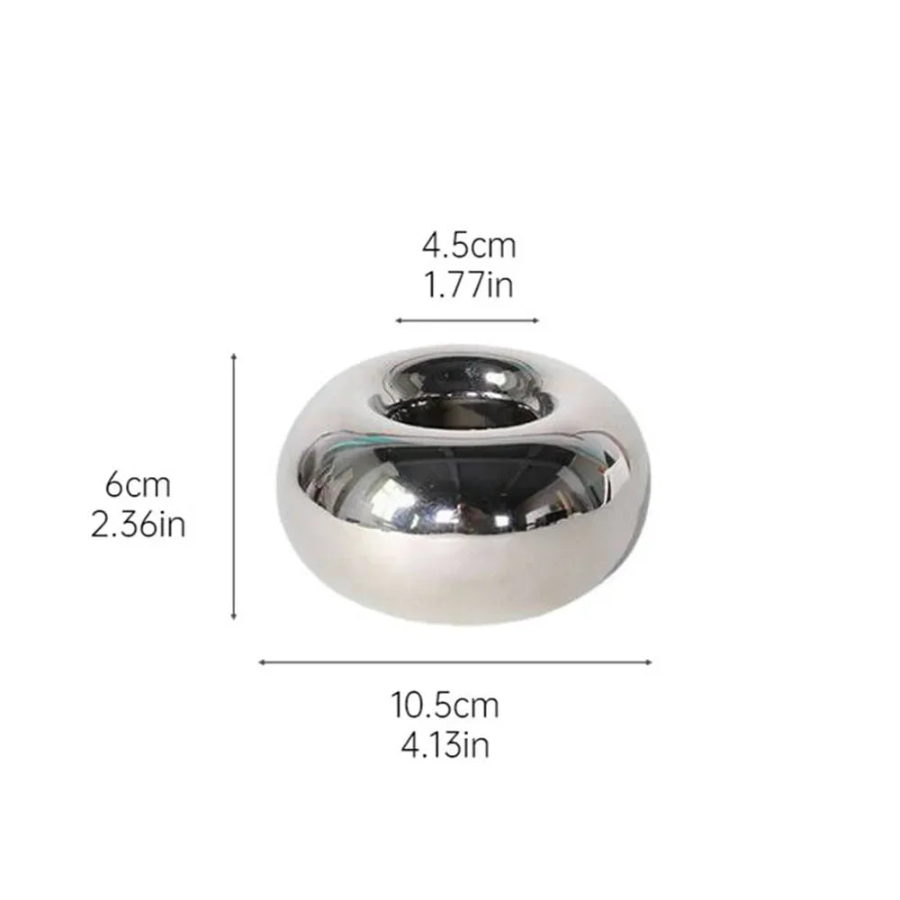 Caden Silvery Ceramic Tealight Holder