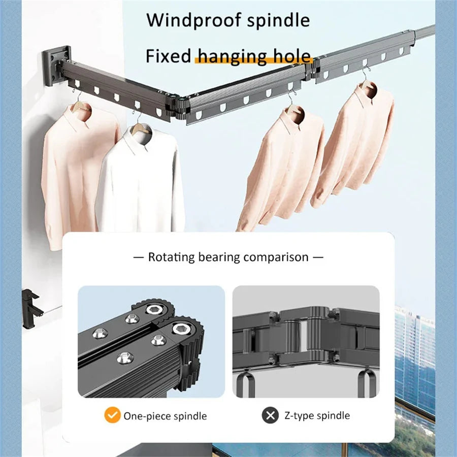 Wall-Mounted Folding Clothes Drying Rack, Aluminum Space Saver