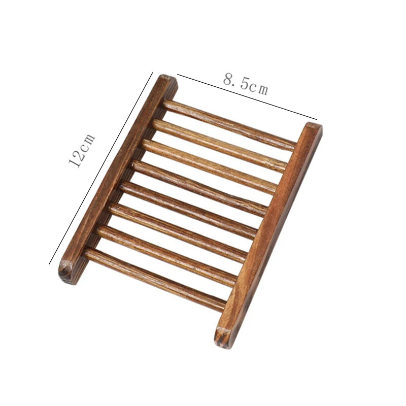 Slatted Wooden Soap Dish for Bathroom Countertops