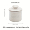 Speckled White Ceramic French Butter Crock with Lid for Spreadable Countertop Butter