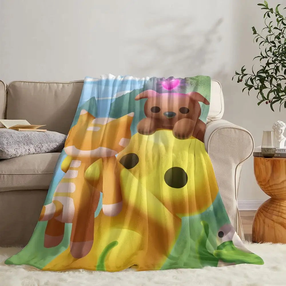 Wobbly Life Cartoon Flannel Throw Blanket for Sofa, Bed & Cozy Naps – Lightweight Printed Fleece