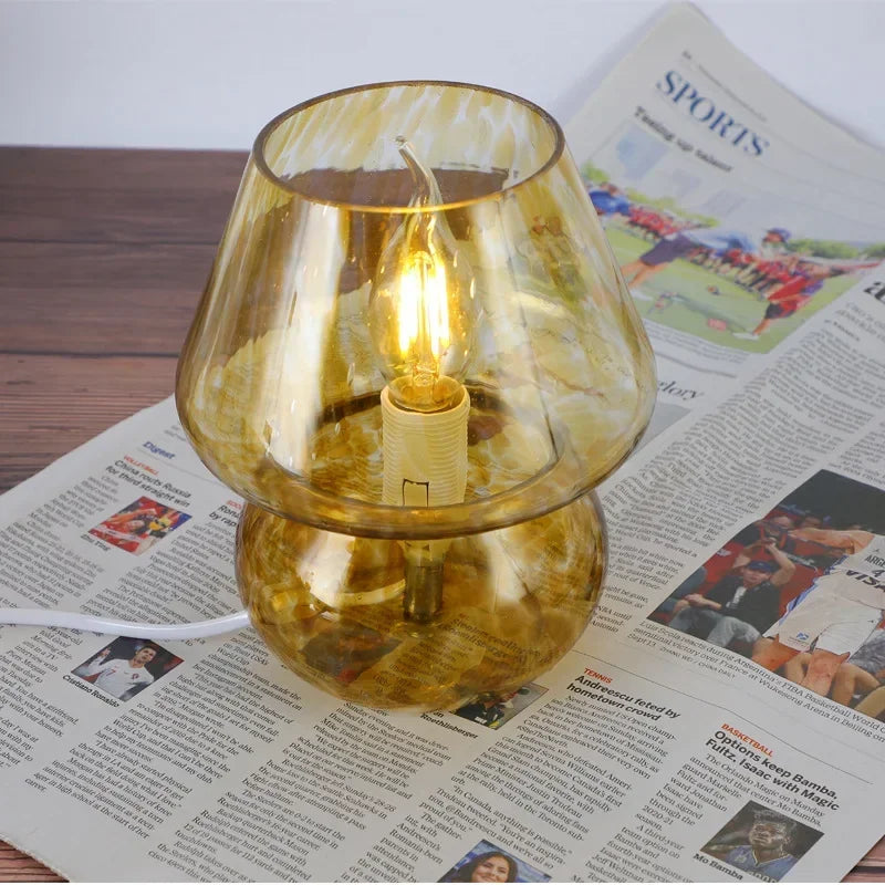 Rowan Glass Mushroom Table Lamp for Bedroom or Bedside