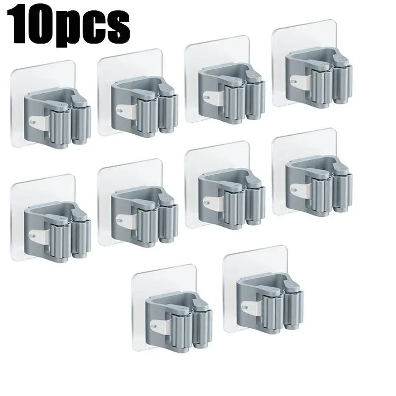 Self-Adhesive Mop and Broom Holder – Wall Mount Organizer for Kitchen or Bathroom