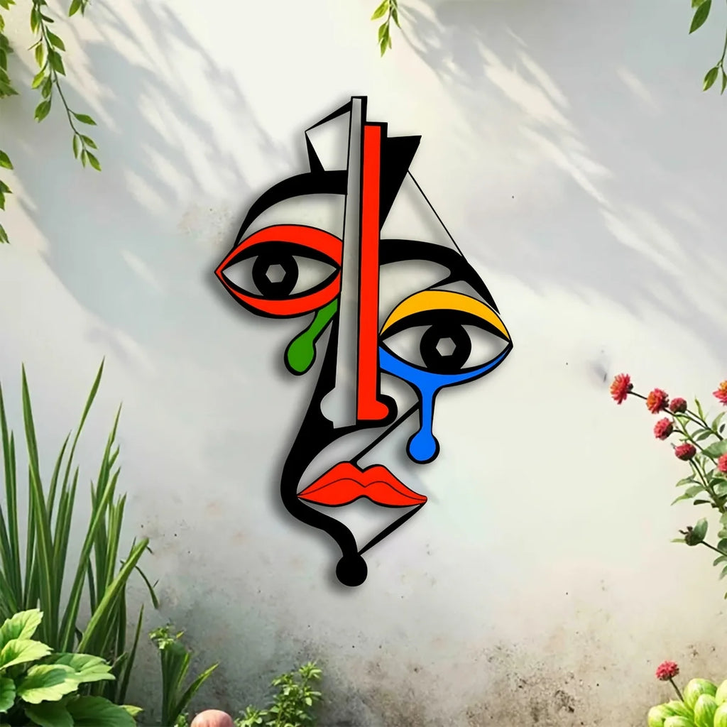 Esme Colorful Cubist Metal Wall Art Sculpture