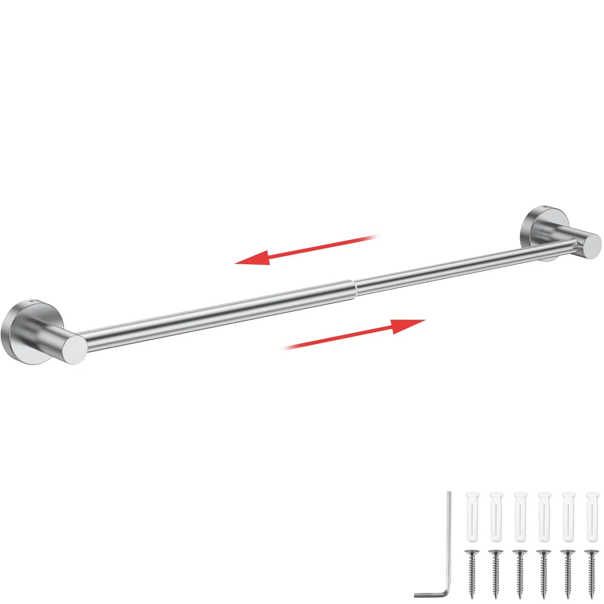 Adjustable stainless steel wall-mounted towel bar with hardware