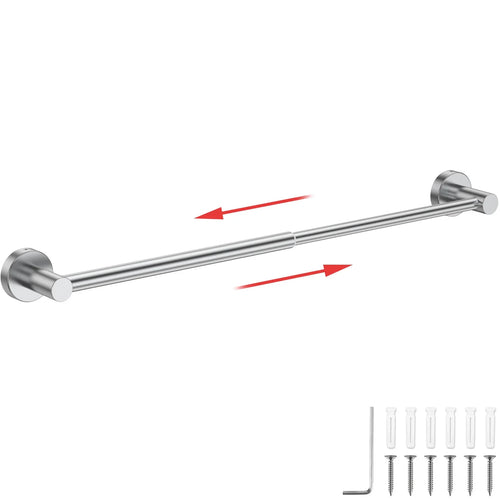 Adjustable stainless steel wall-mounted towel bar with hardware