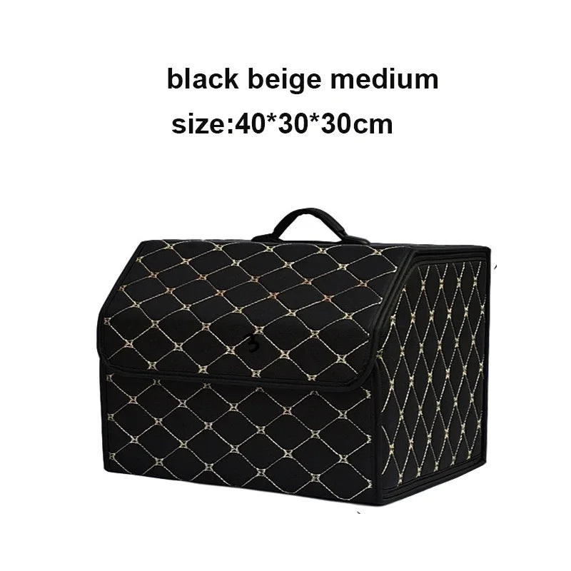 Quilted Folding Car Trunk Organizer with Handle