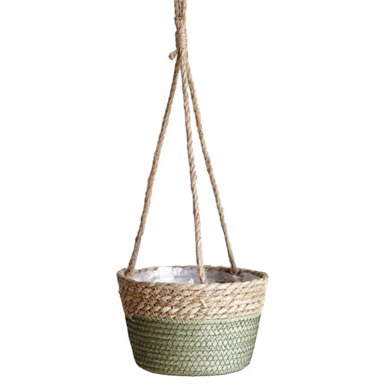 Woven Hanging Planter Basket with Jute Rope for Cozy Indoor or Porch Greenery