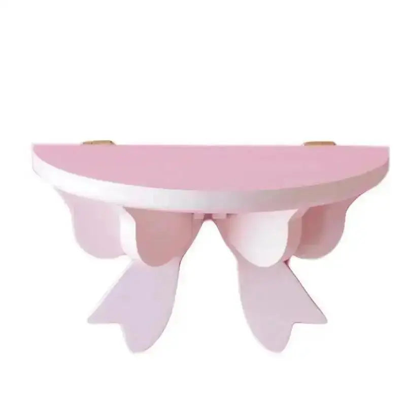 Ribbon Bow Wooden Wall Shelf for Kids’ Room – Pastel Decorative Display & Storage