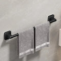Wall-Mounted Black Aluminum Towel Rack with No-Drill Adhesive for Bathroom or Kitchen Organization – 50cm