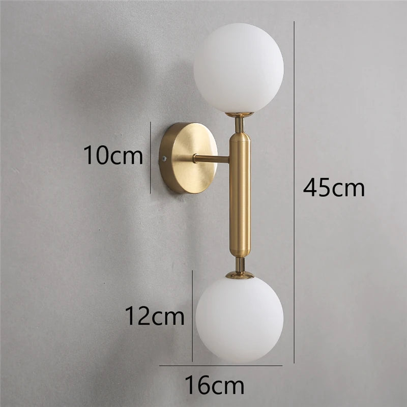 Willow Double Globe Wall Sconce – Frosted Glass Modern Accent Lighting for Bedroom & Living Room