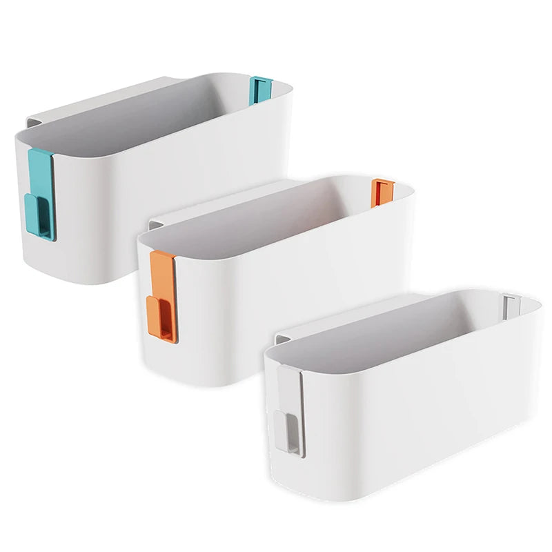 Bedside hanging caddies displaying all color variations with removable hooks