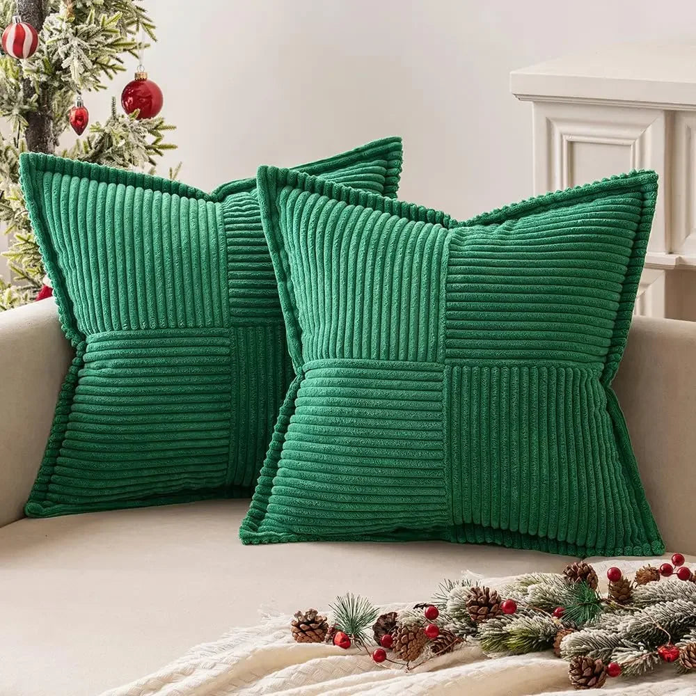 Corduroy Striped Throw Pillow Cover for Living Room & Holiday Decor – 18x18 Inch, Soft Textured, Multiple Colors