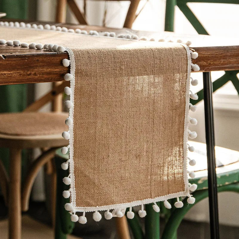 Willow Edge Farmhouse Jute Table Runner & Placemat Set for Rustic Dining