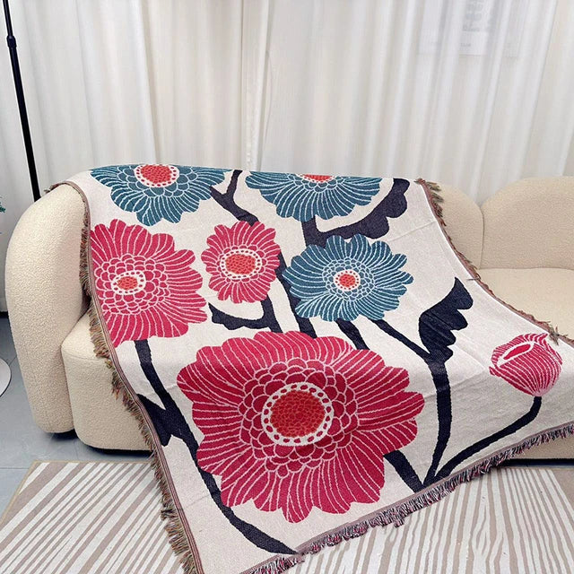 Mizuki Abstract Woven Throw Blanket with Tassels