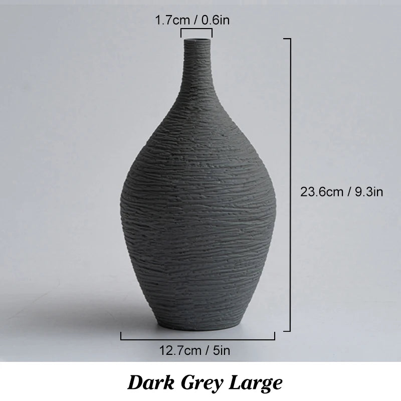 Linden Textured Ceramic Vase – Narrow Mouth Tabletop Decor