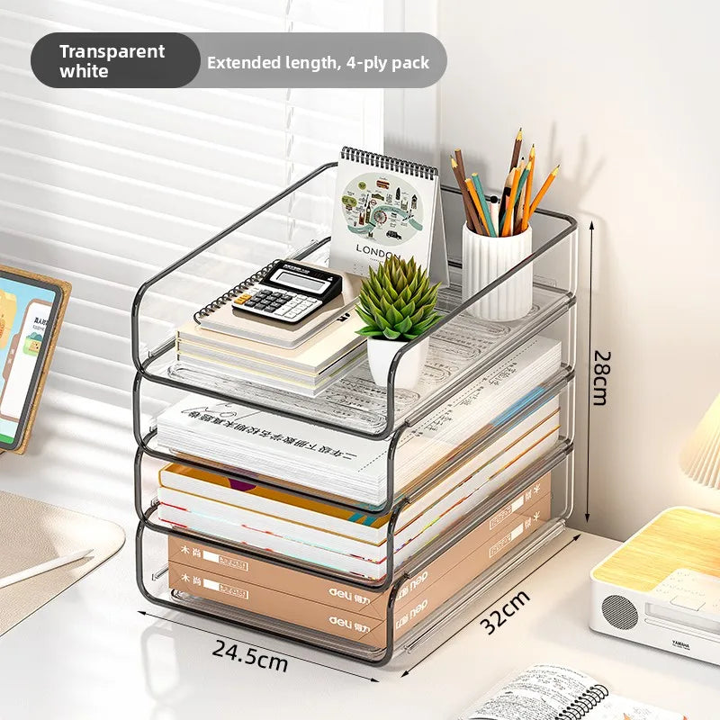 Stackable Clear Desktop Document Tray, A4 Size Metal Organizer