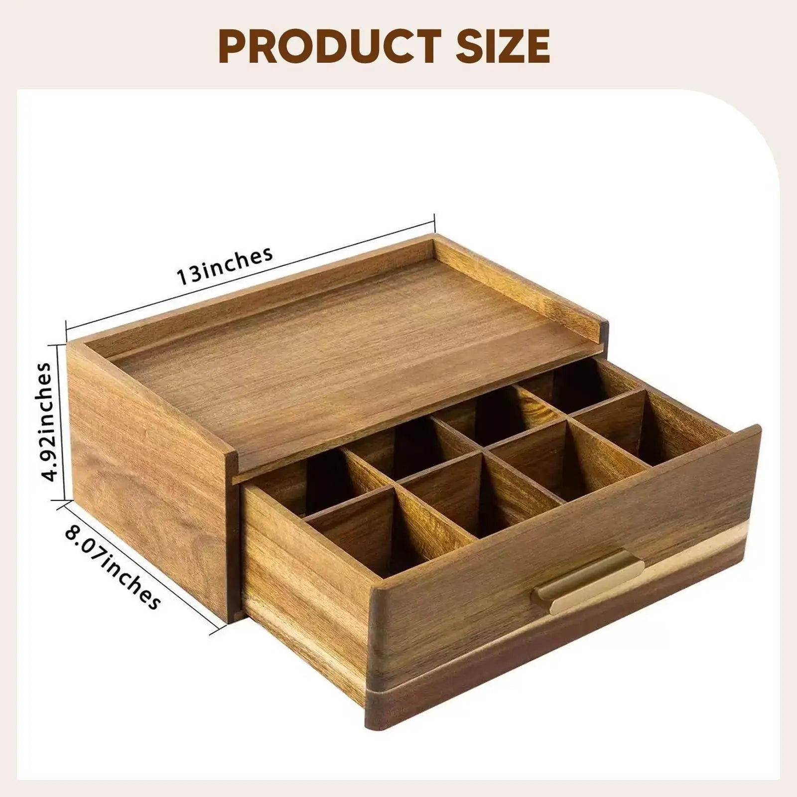 Wood Tea Bag Organizer Box with Drawer for Kitchen, Pantry, or Office