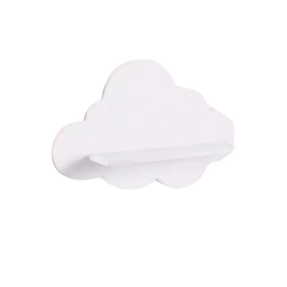 Cloud-Shaped Floating Wall Shelf – White Wooden Nursery Display