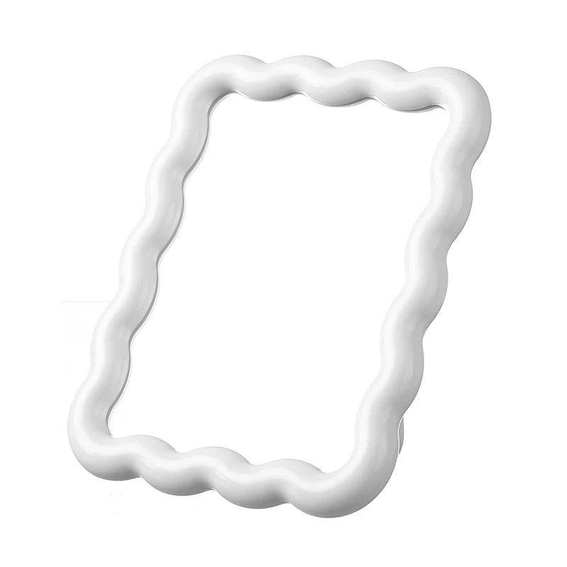 Wave Edge Desktop Makeup Mirror – Compact, Freestanding or Wall-Hanging, in Soft Pastel Colors