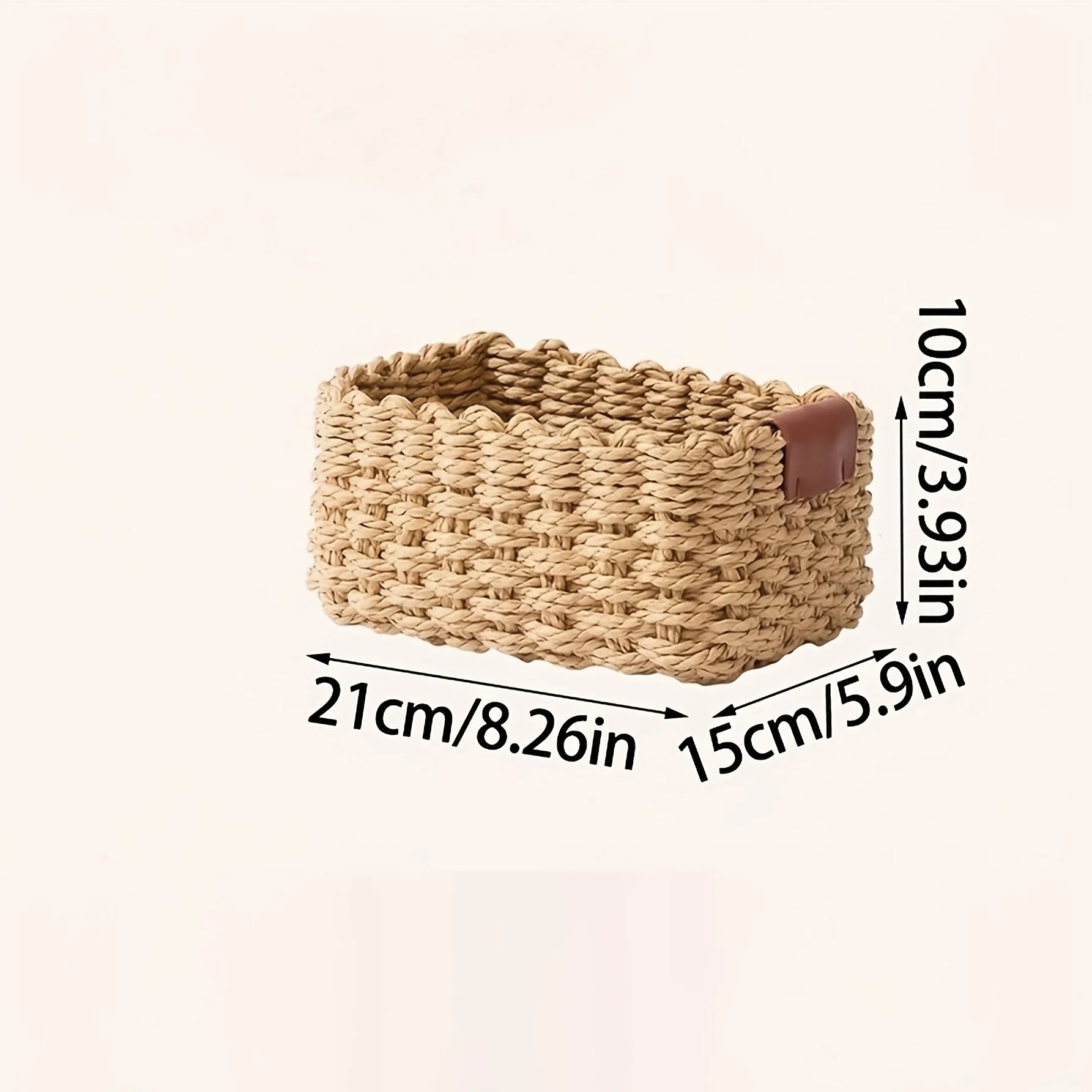 Handwoven Paper Rope Storage Basket for Vanity, Shelf, or Desk