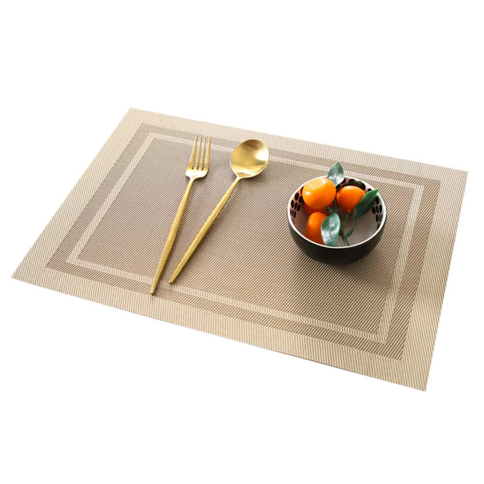 Bamboo-Pattern PVC Placemats – Washable Table Mats for Dining