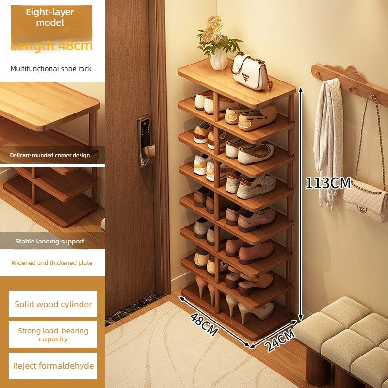Bamboo Narrow Shoe Rack for Entryway or Small Space